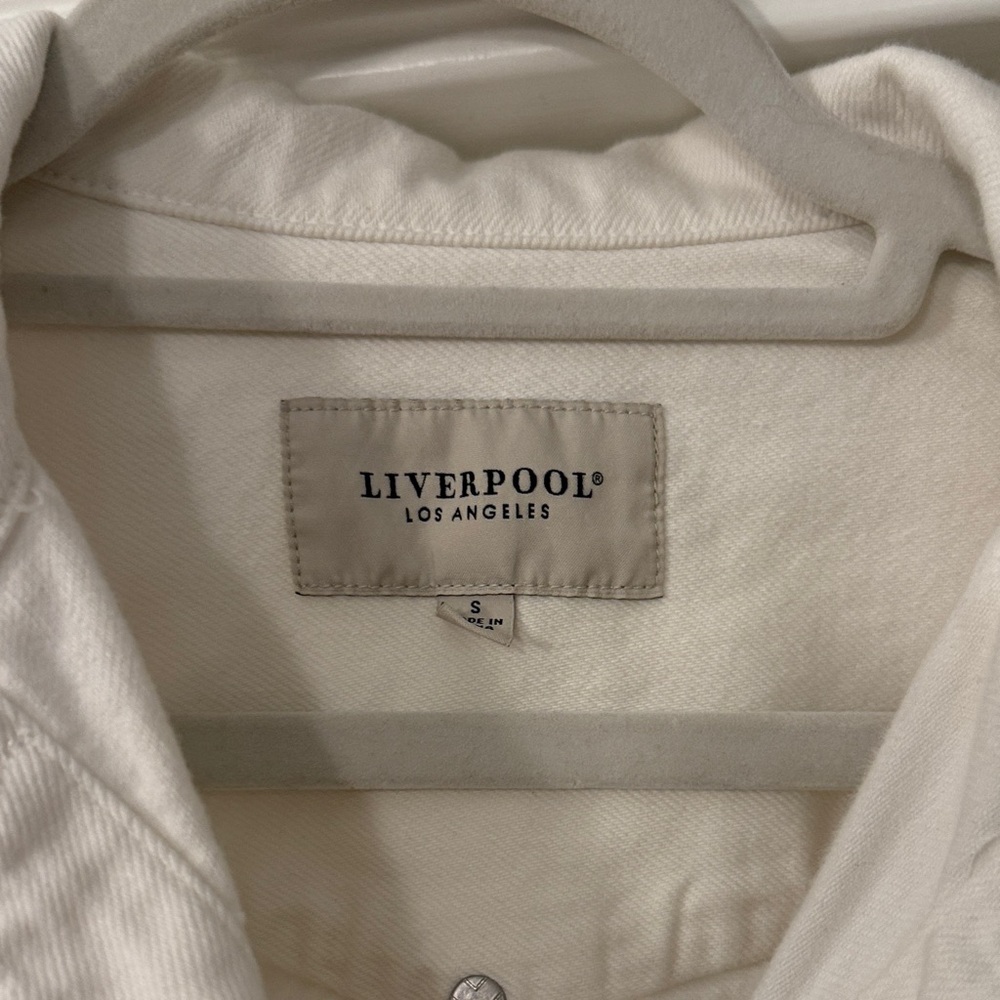 Liverpool Women's White Denim Jacket with distressed hem in the back - Picture 2 of 6